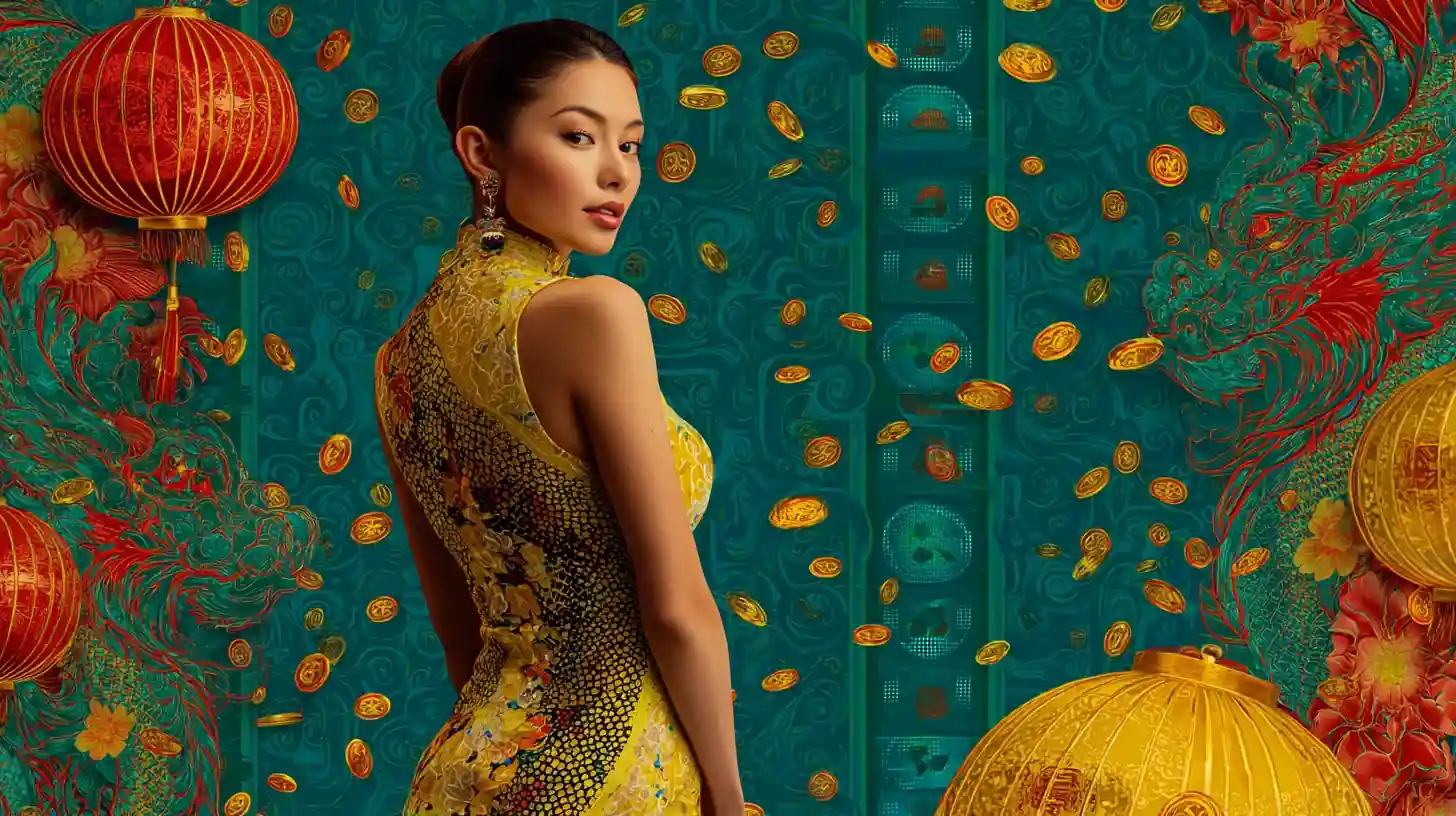 หญิงสาวสวมชุดเหลืองหันหลังมีโคมไฟจีนสีเหลือง